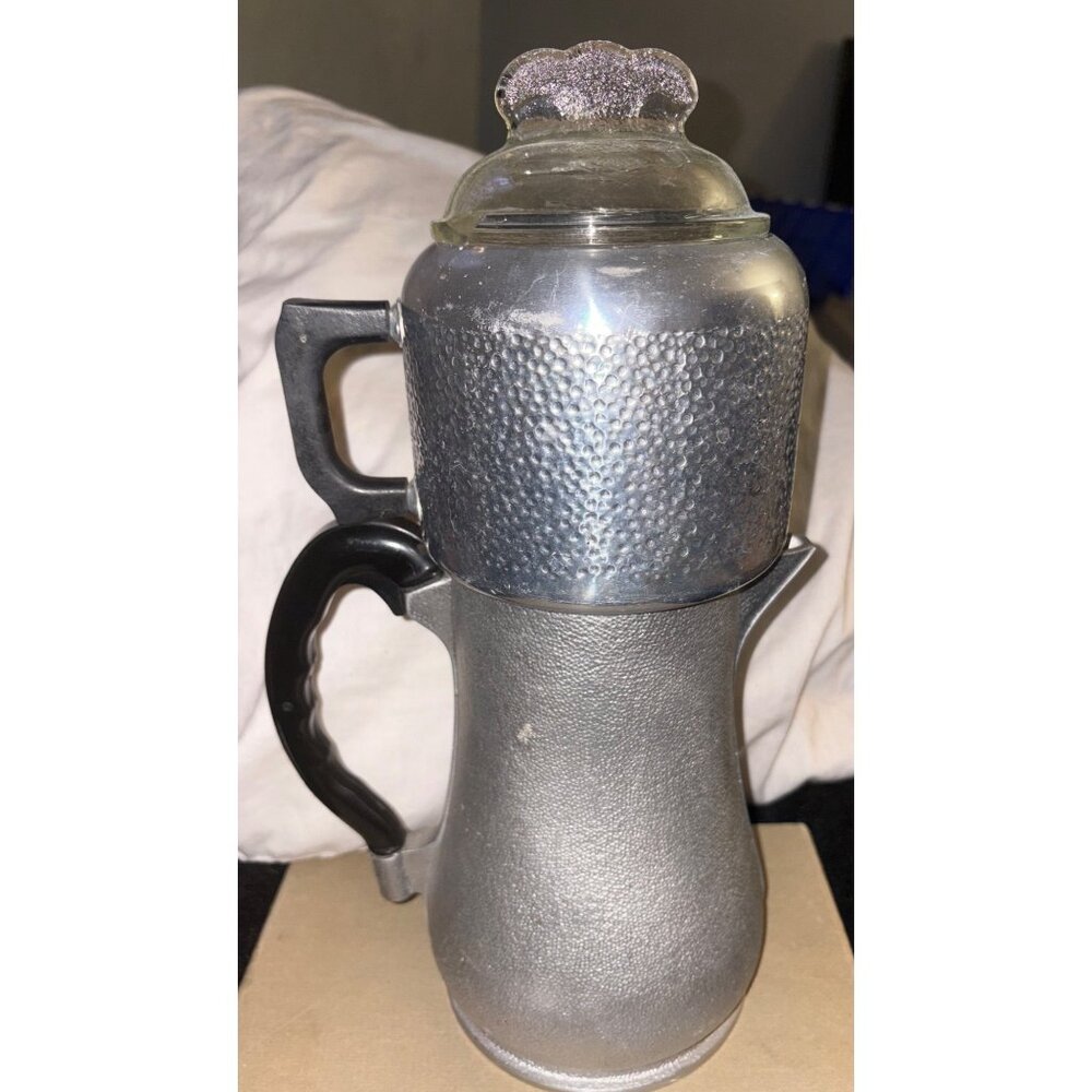 Vintage Guardian Service Hammered Aluminum Percolator Coffee Pot Set Glass Lid - Picture 3 of 11